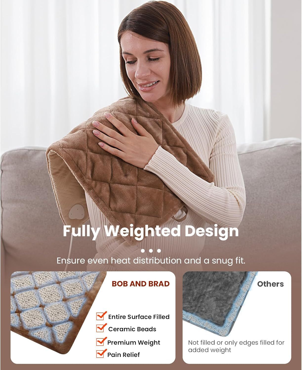 Weighted Heating Pad Far Infrared Therapy Neck Shouder Legs Relief ETL Certified