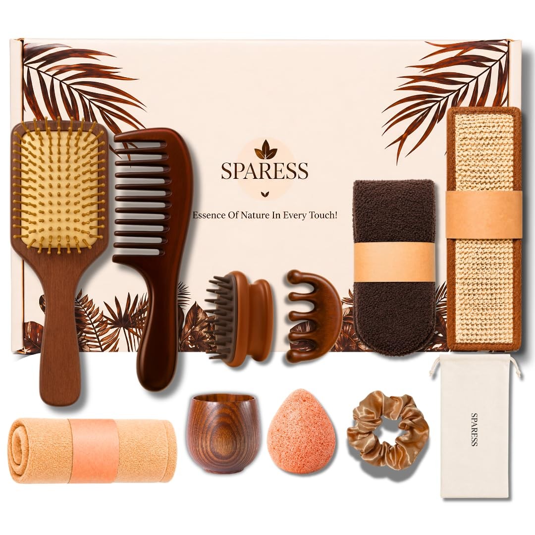 Eco Friendly Natural Spa Set for Women Gift Box with Wooden Comb Set, Bath St…
