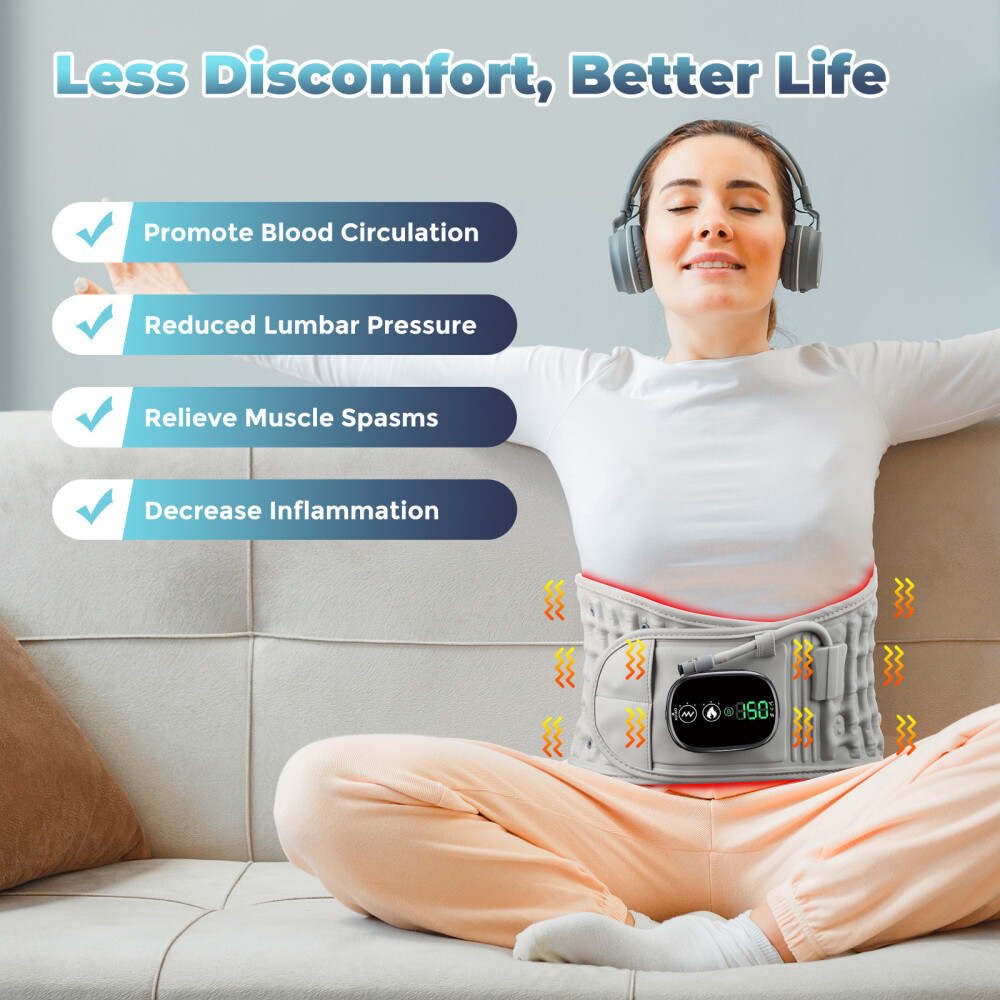 Cordless Red Light Heating Decompression Belt Inflatable Lumbar Support Brace