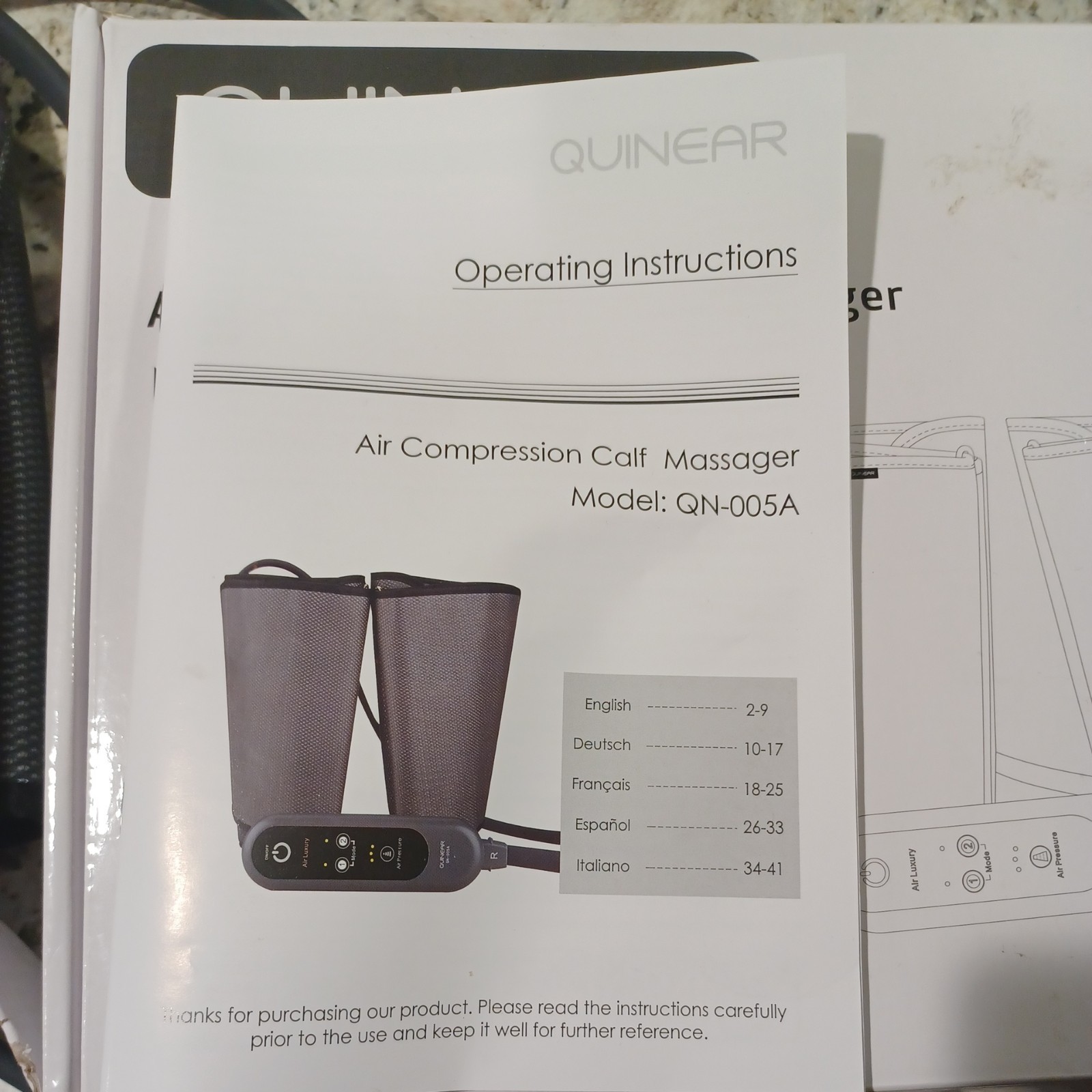 QUINEAR AIR COMPRESSION CALF MASSAGER open box all there , tested works awesome