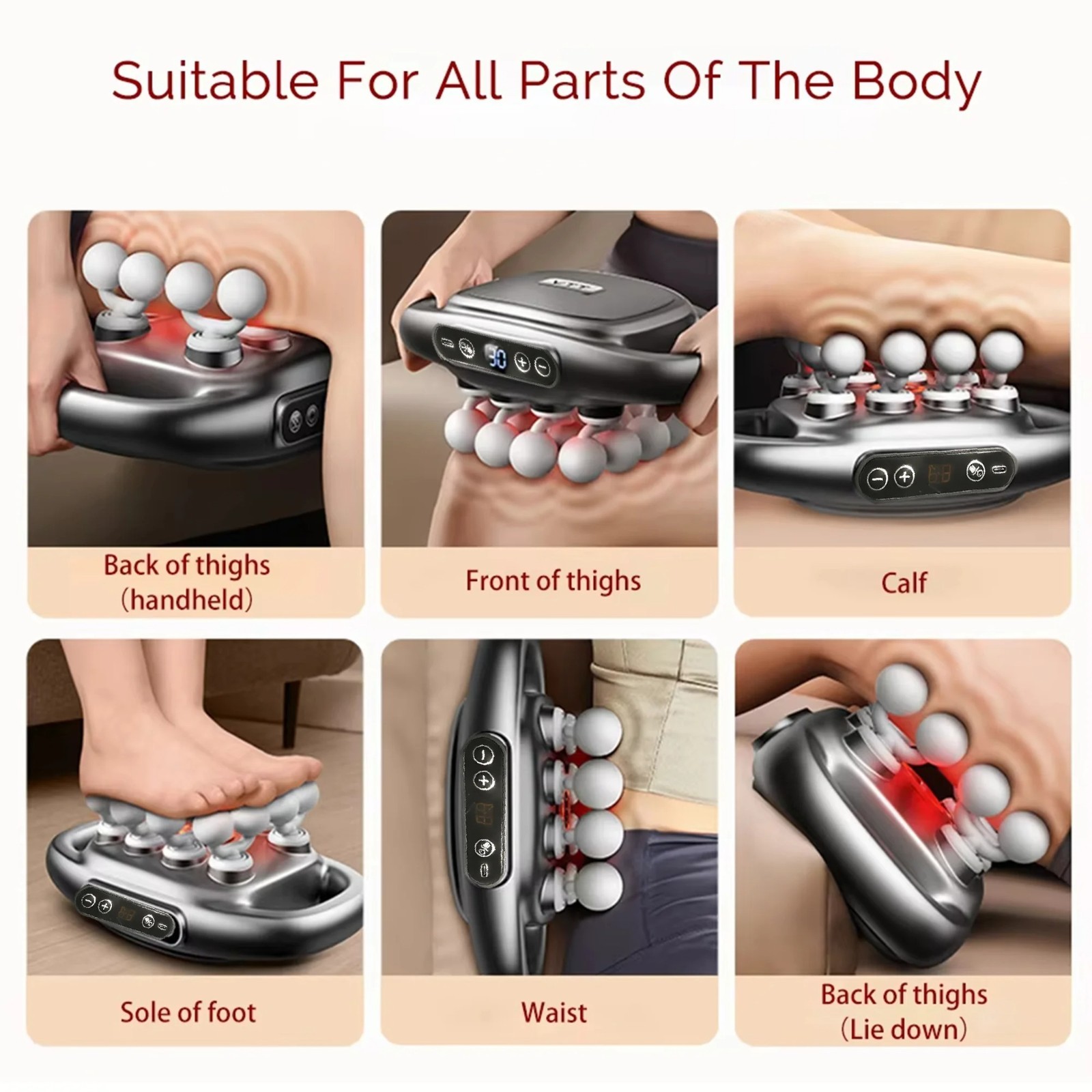 16-Head Massage Gun Deep Tissue Percussion Massager 3 Modes 30 Speeds USB-C