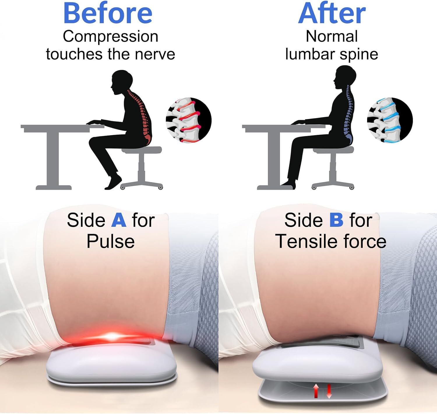 Low Back Stretcher with Heat for Pain Relief, Adjustable Lumbar Traction Device