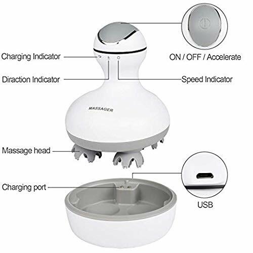 Electric Scalp Head Massager, Waterproof Massager with 4 Heads 84 Nodes for Hair