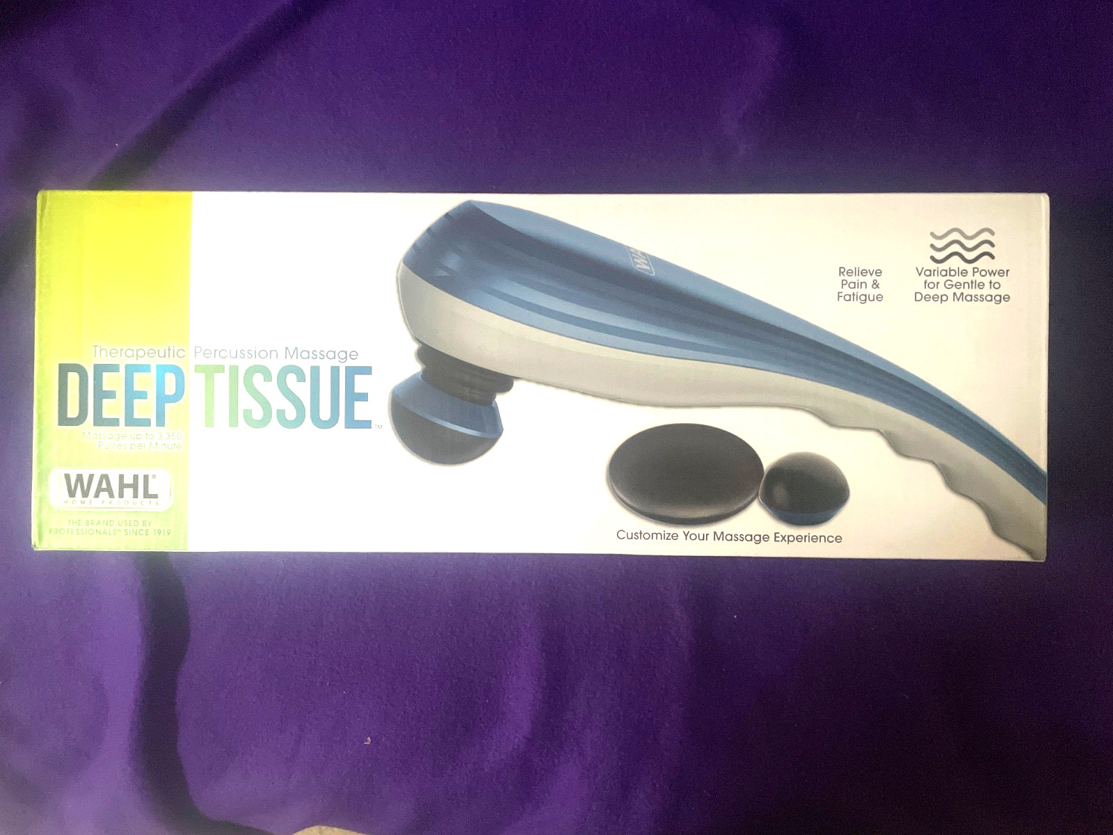 Wahl Long Handle Deep Tissue Therapeutic Percussion Massager Blue White 4340