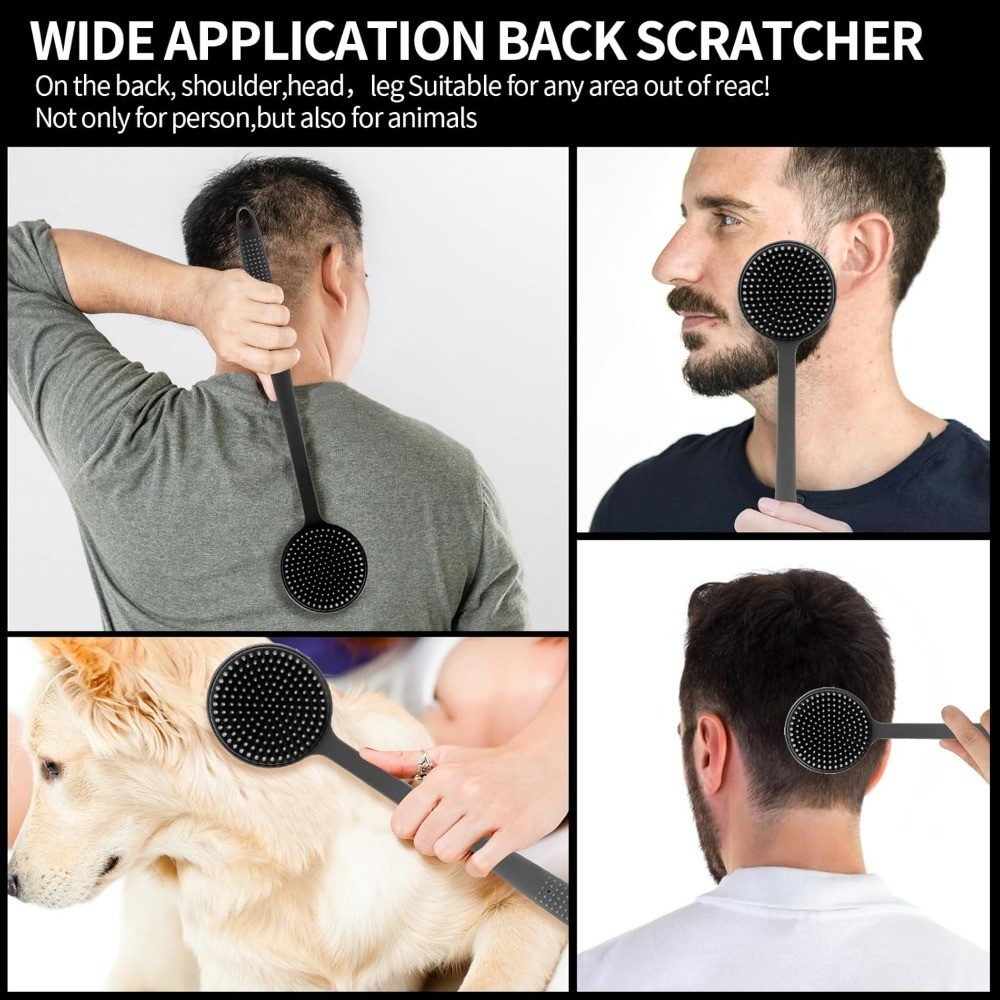 Long Handle Back Scratcher for Adults with 2 Silicone Scratch Surfaces, Deep