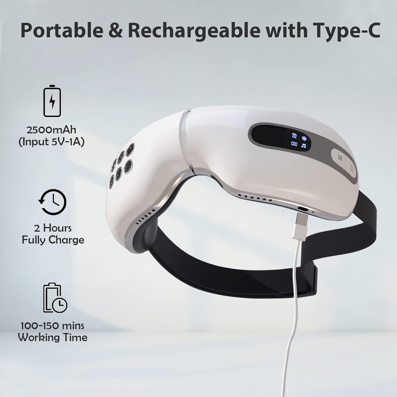 Eye Massager with Heat and Cooling for Migraine with Air Compression & Bluetooth