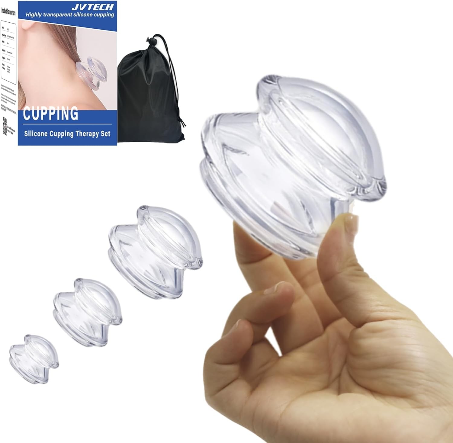 Silicone Cupping Set 4 Sizes for Massage, Cellulite Care & Muscle Relief