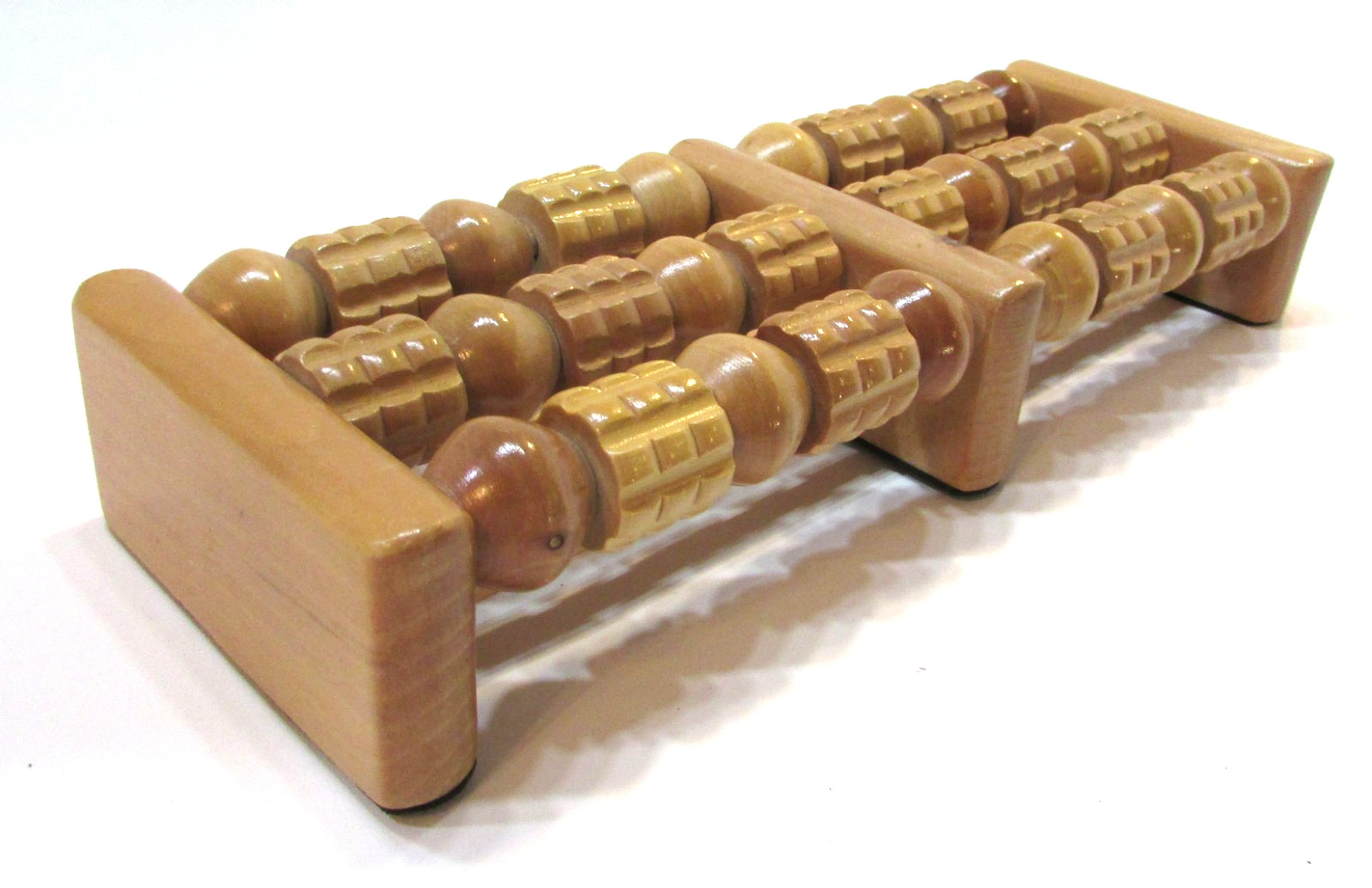 12″ Long Solid Wood Foot Massager w Roller Beads Health Therapy Stress Relief