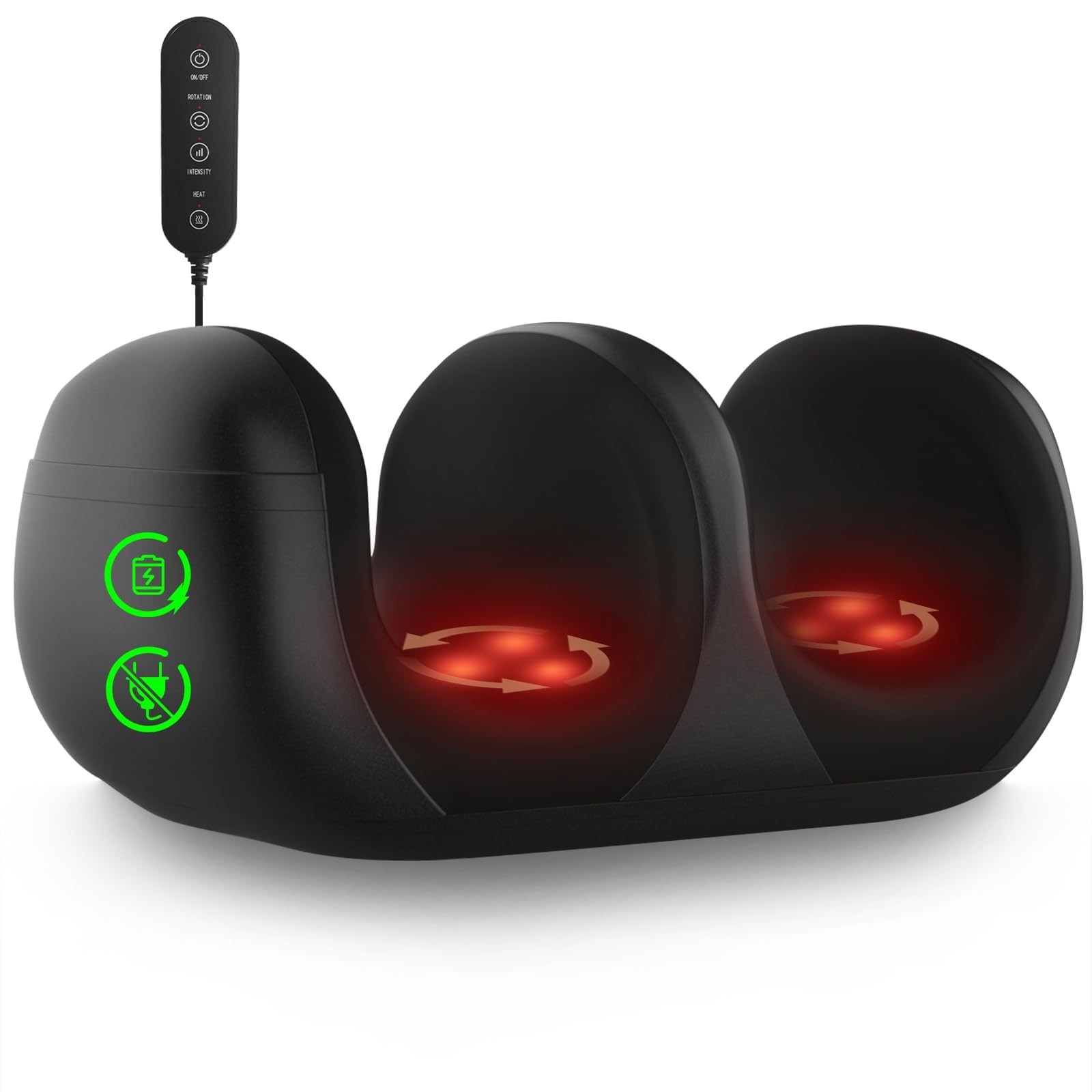 Cordless Foot Massager with 120°F Heat, Rechargeable Shiatsu Foot and Calf Kn…
