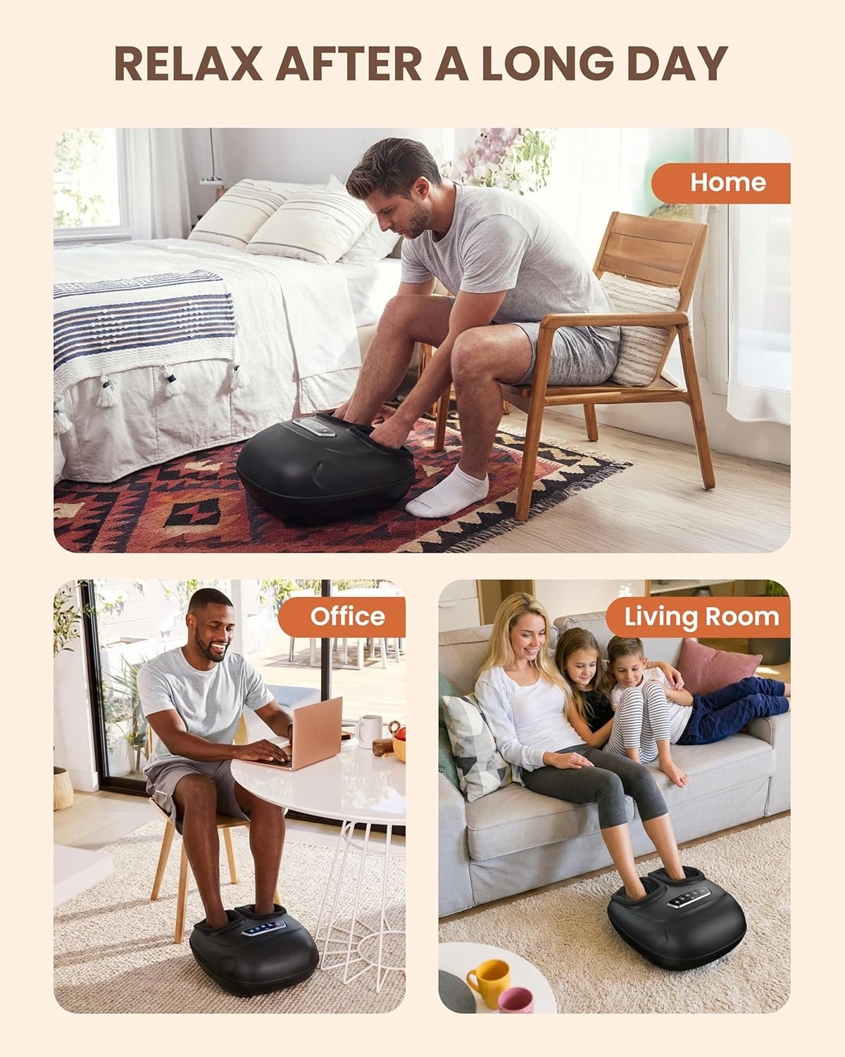 4-in-1 Foot Massager with Heat & Shiatsu for Pain Relief – Big Size 13