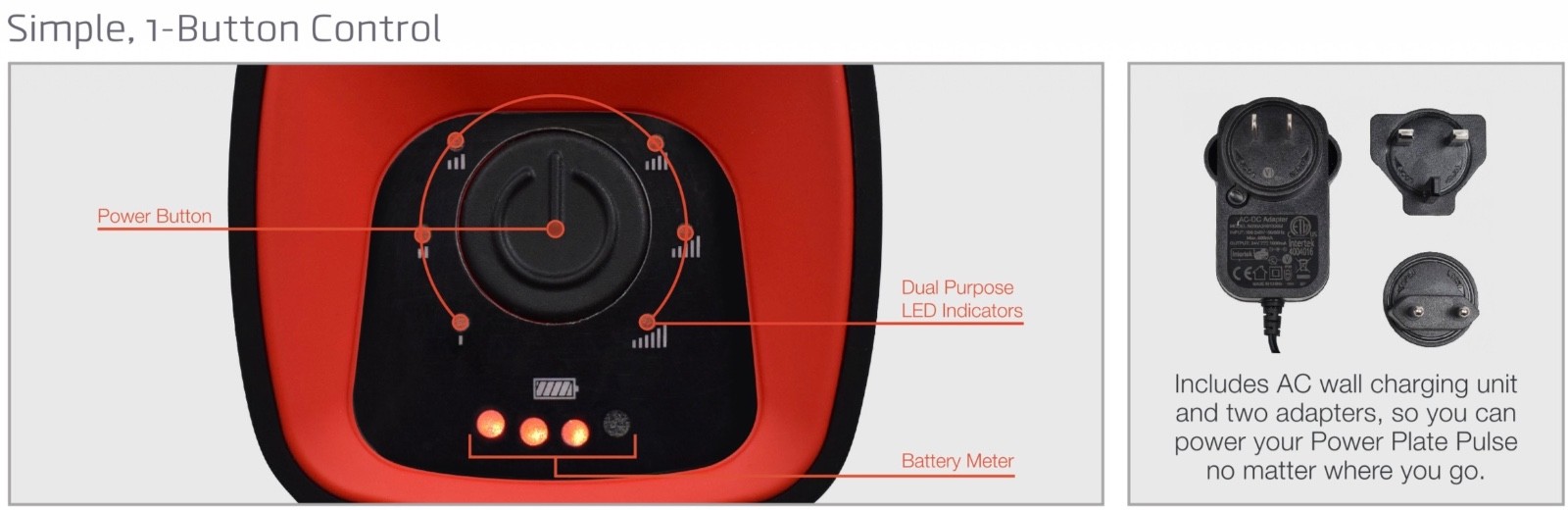 Power Plate Pulse Percussion Massager New in Box Red 6 unique head attachments