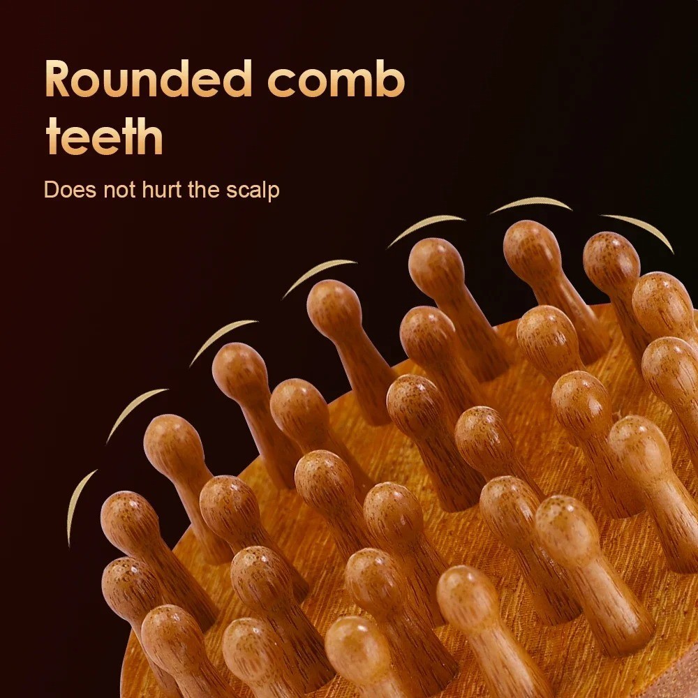 Sandalwood Massage Comb Finger Ring Scalp Massager AntiStatic Wooden Guasha Tool