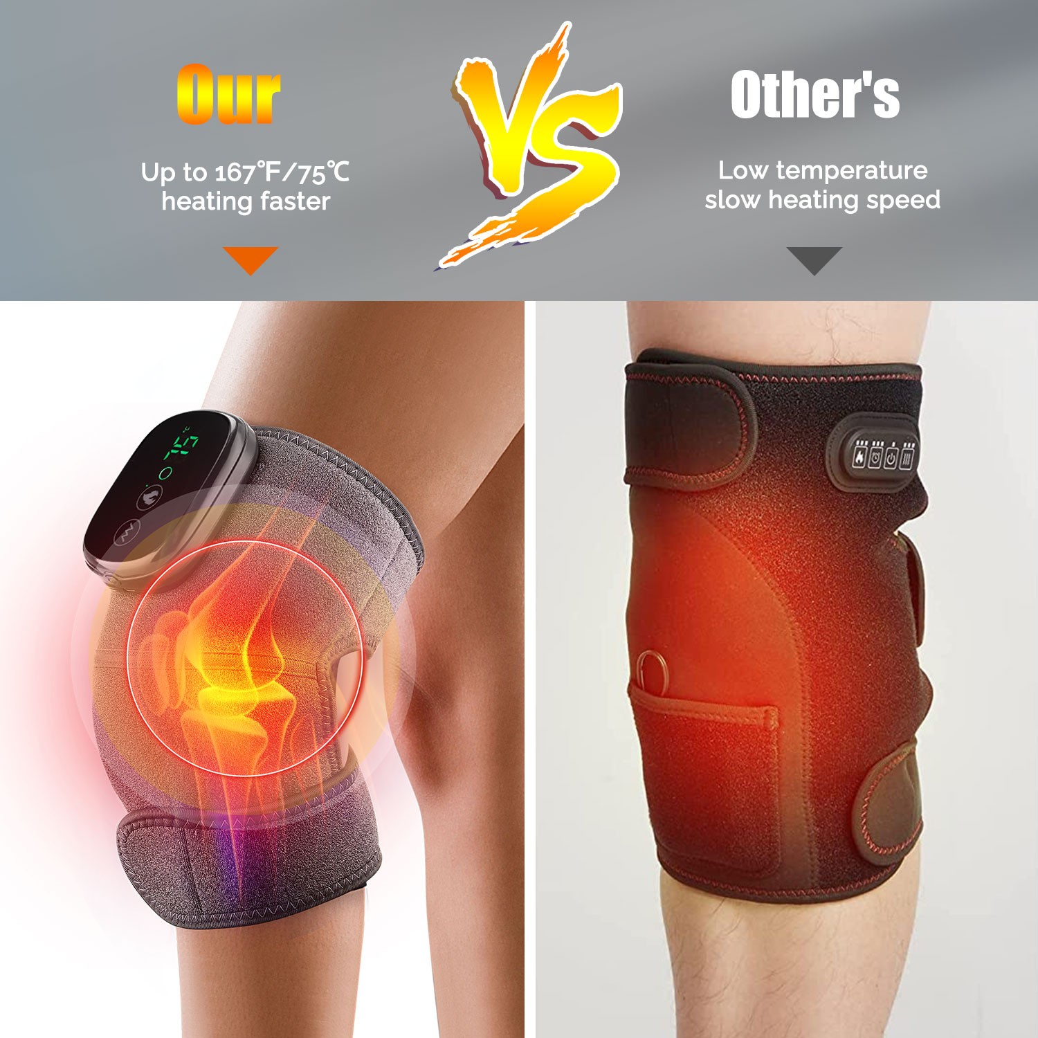 3in1 Cordless Heated Vibration Massager Knee, Shoulder, Elbow Joint Pain Relief