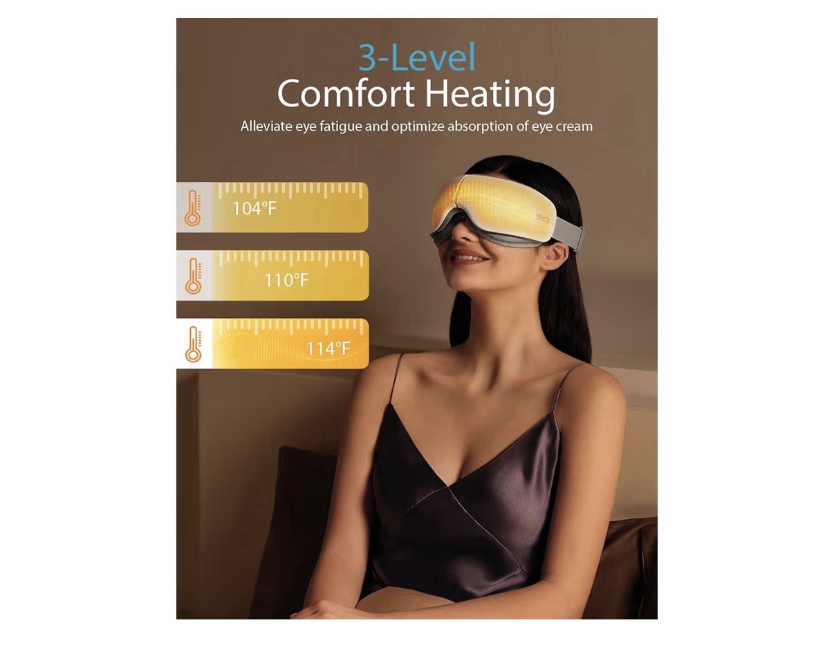 SKG ES500 Heated Eye Massager Heat Compression Bluetooth Rechargeable Foldable