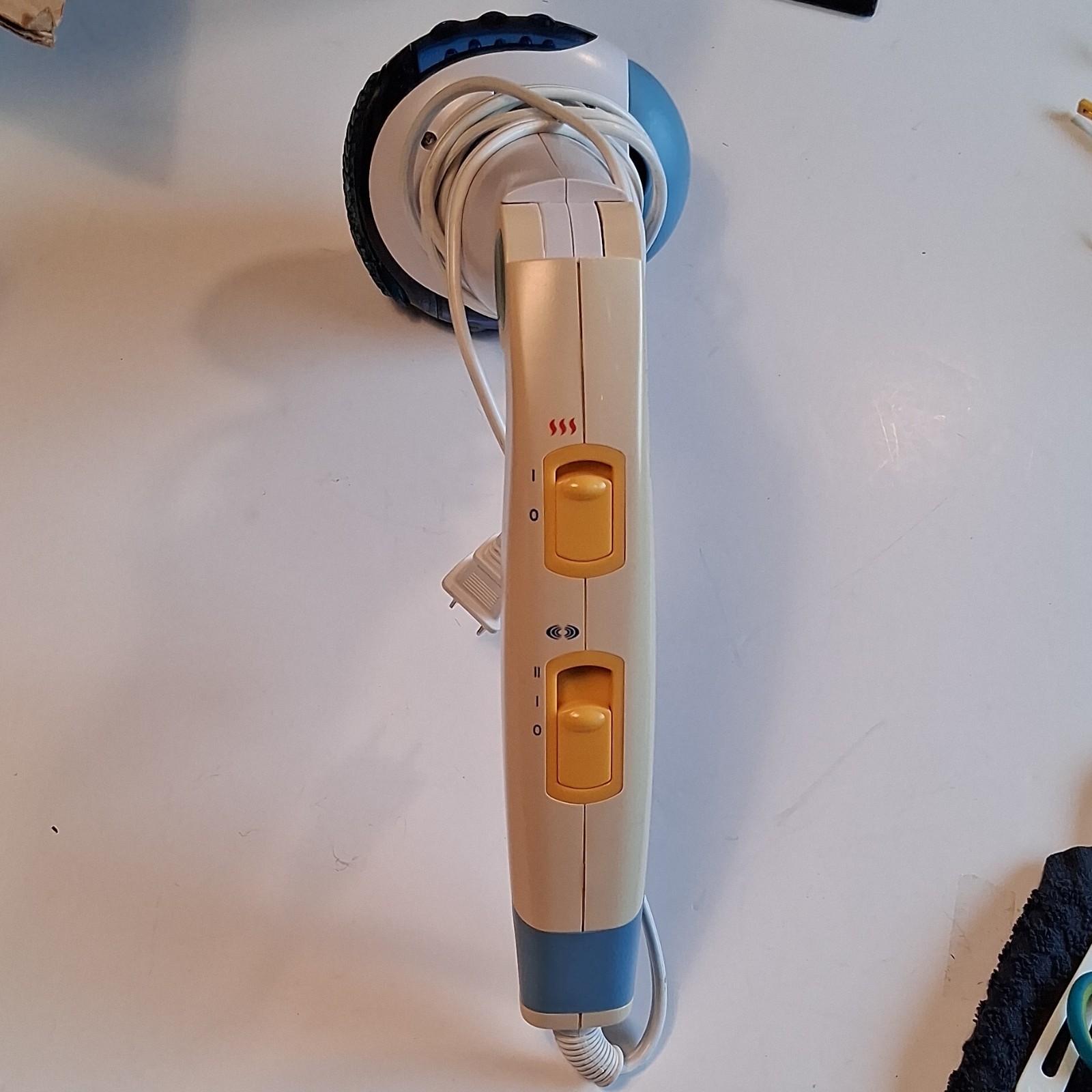 Dr. Scholl’s Heated Handheld Massage Wand White Blue for Back Neck Shoulder