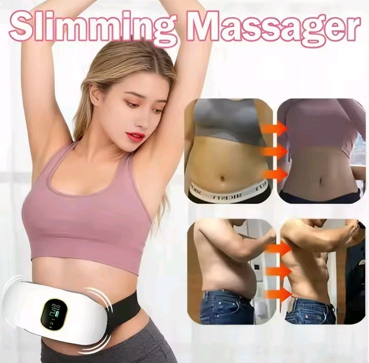 EMS Slimming Belt White Waist Trimmer – Far Infrared Heat Vibration Fat Burning