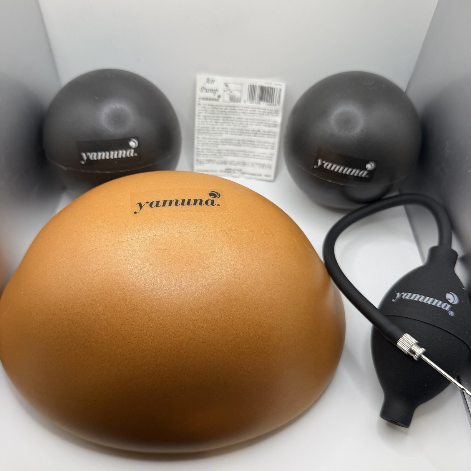 Yamuna GOLD Ball 2 Black Balanced Deep Tissue body rolling Balls And Pump LOT