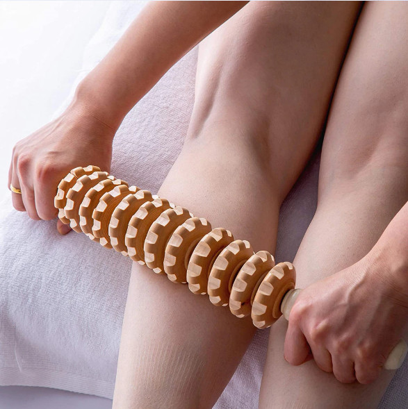 Curved Wood Massage Roller Stick Lymphatic Drainage Anti-Cellulite Massager Tool