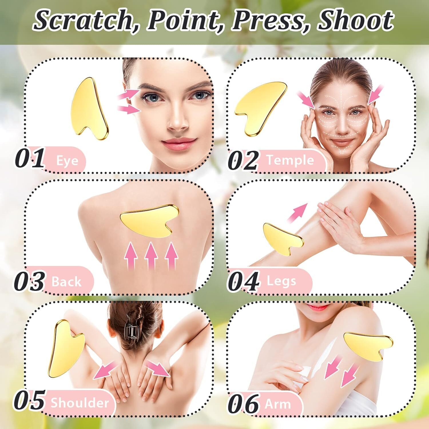 Gerdani Stainless Steel Gua Sha Facial Tools Guasha Tool for Face Metal Gua Sha