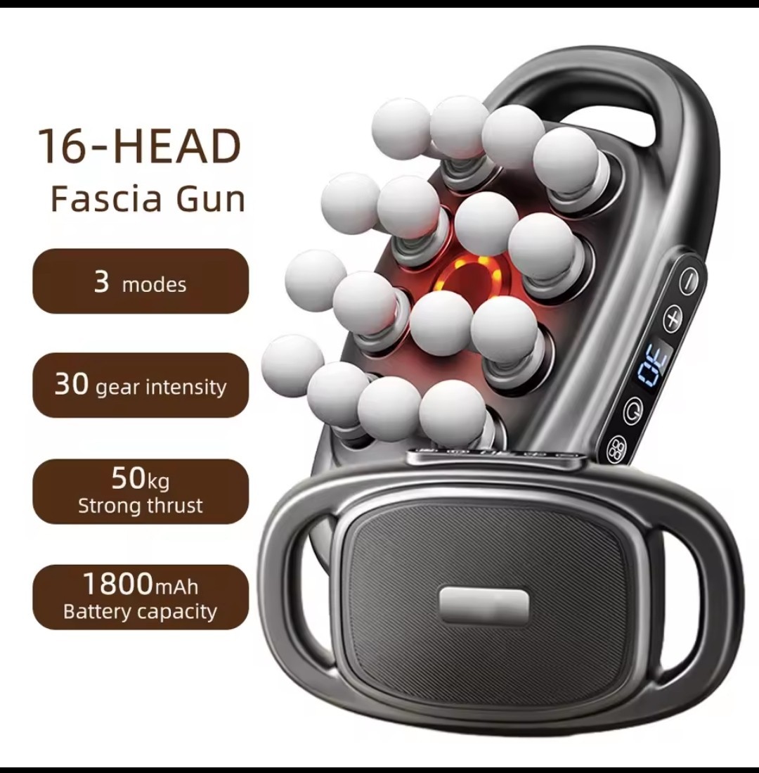 16-Head Whole Body Fascia Gun Massager for shoulder back waist deep tissue