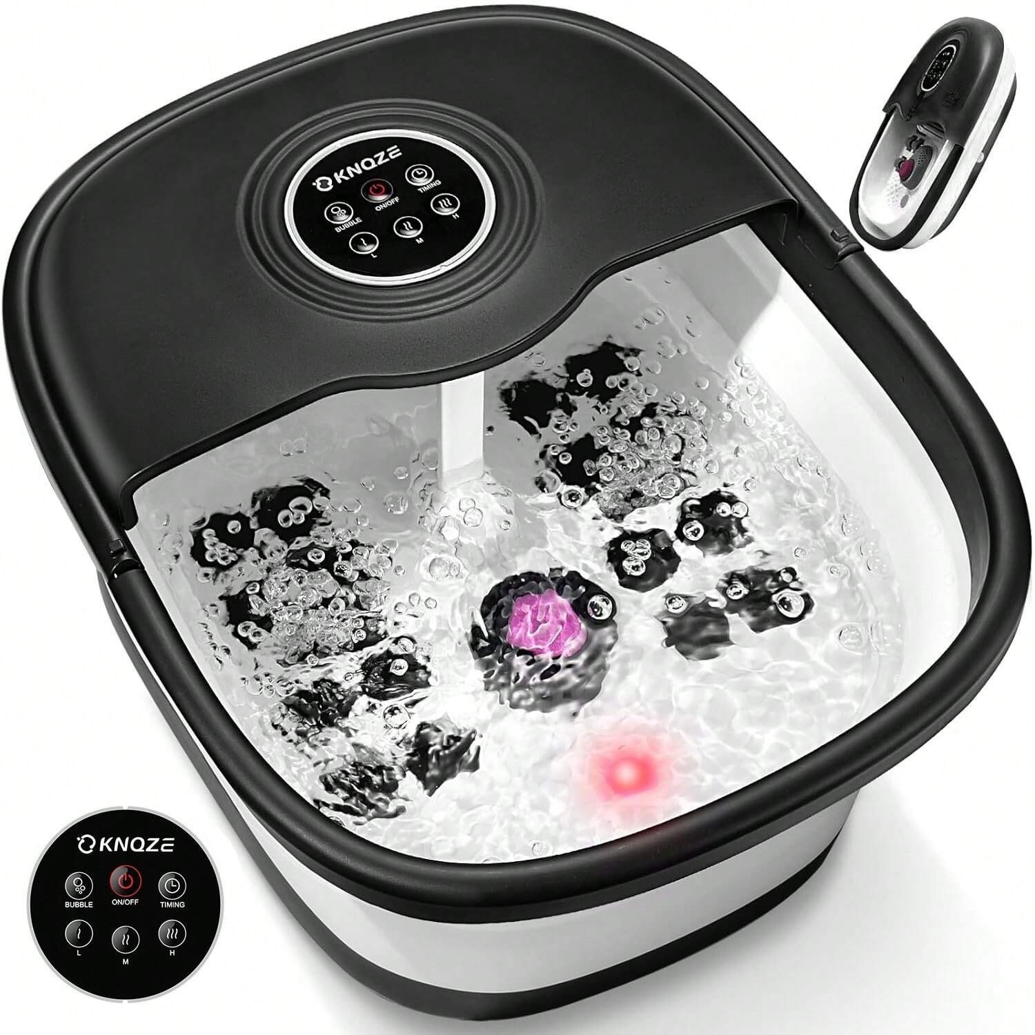 Collapsible Heated Foot Spa Bath Massager 16 Rollers Bubbles Remote Control
