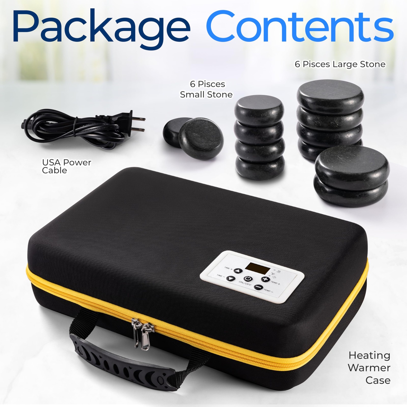 Serenelife Massage Stone And Heating Bag Set – Spa Portable Heated 12 Rocks