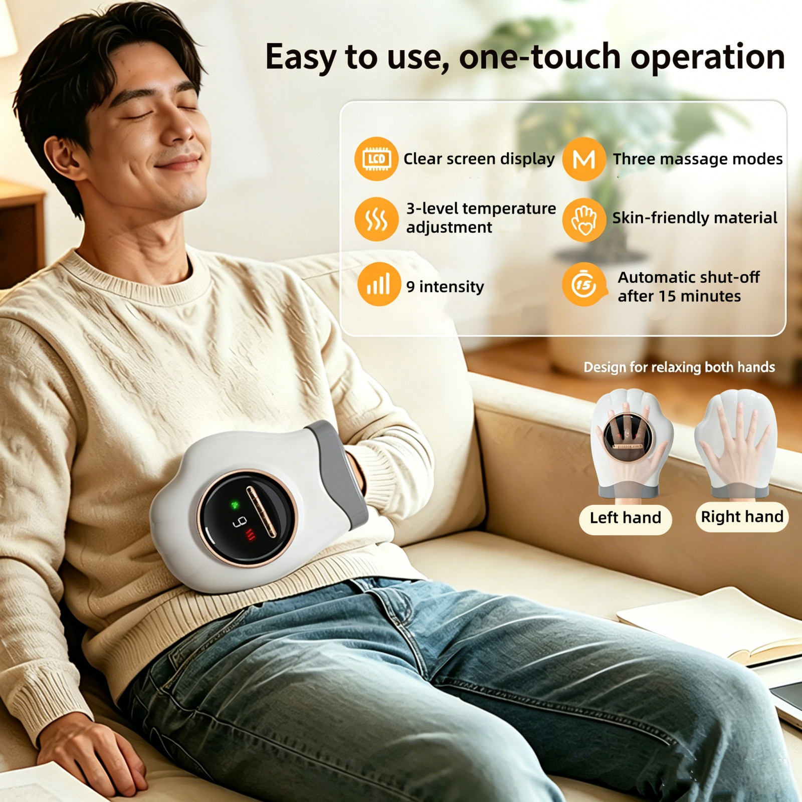 Portable Hand Massager Constant Hot 9 Levels Compress For Hand Fatigue Relief US