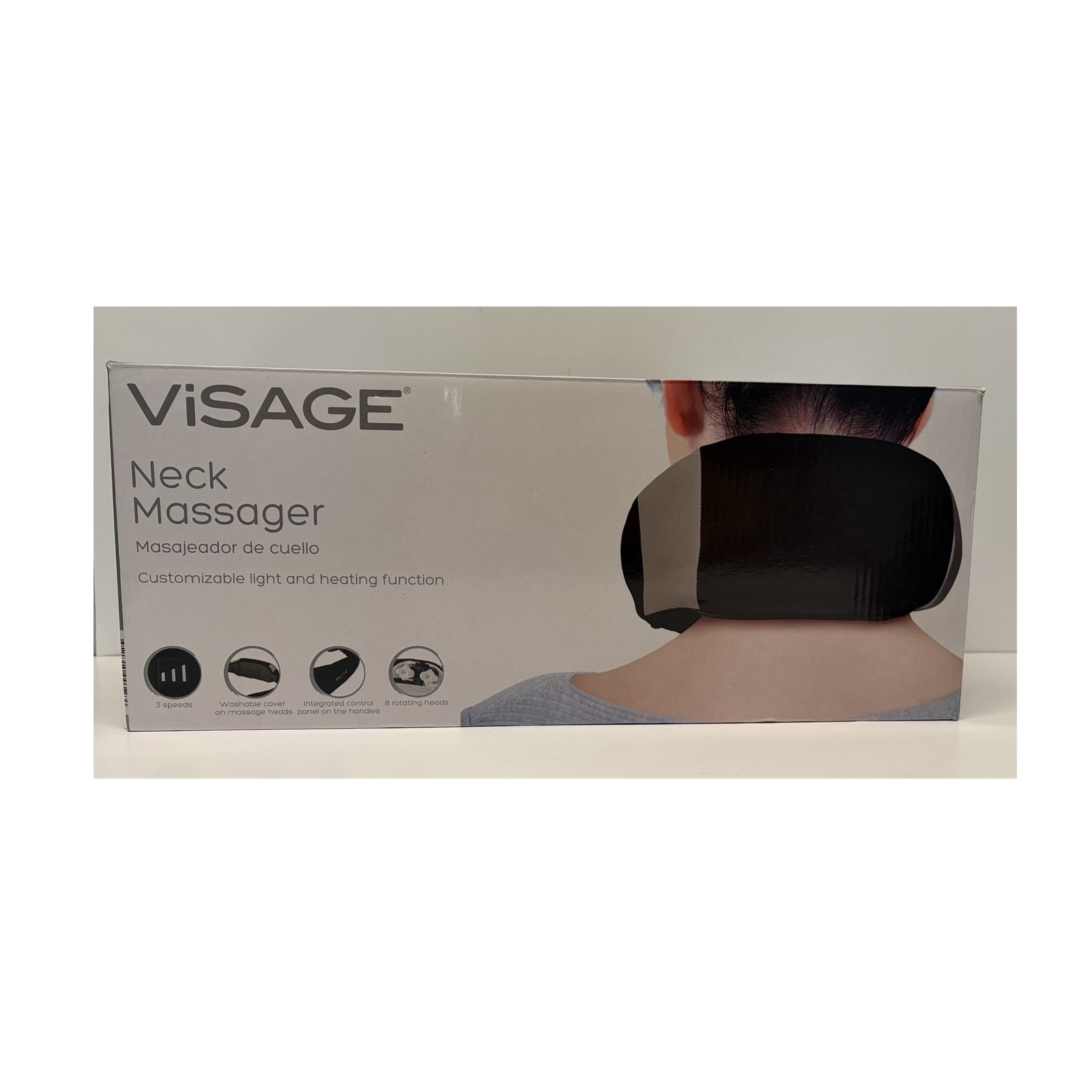 VISAGE Neck Massager Heated 3 Speeds 8 Heads Kneading Corded Electric