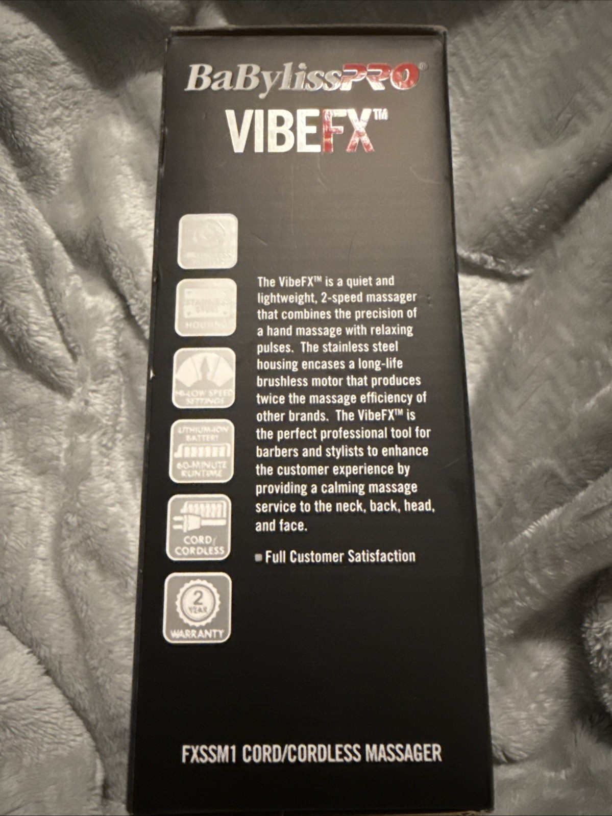 BaBylissPRO VIBEFX FXSSM1 Professional Massager Black/Silver Cord