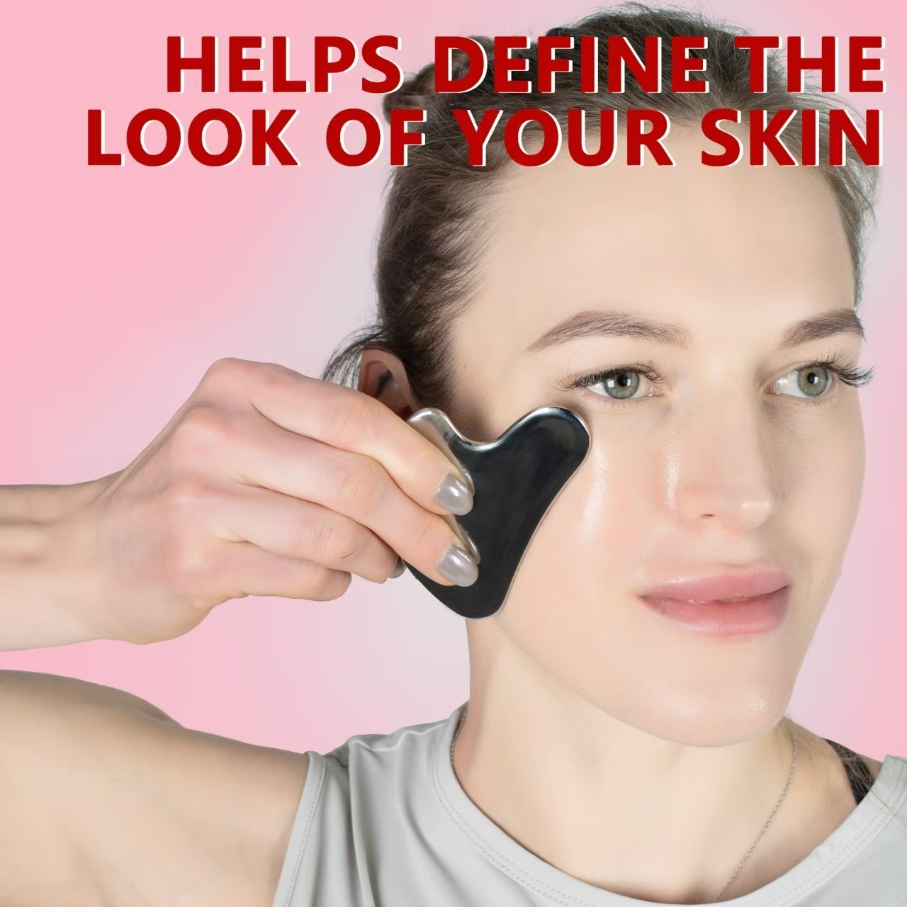 Stainless Steel Gua Sha Scraping Massage Tool with Oil for Face Body Therapy