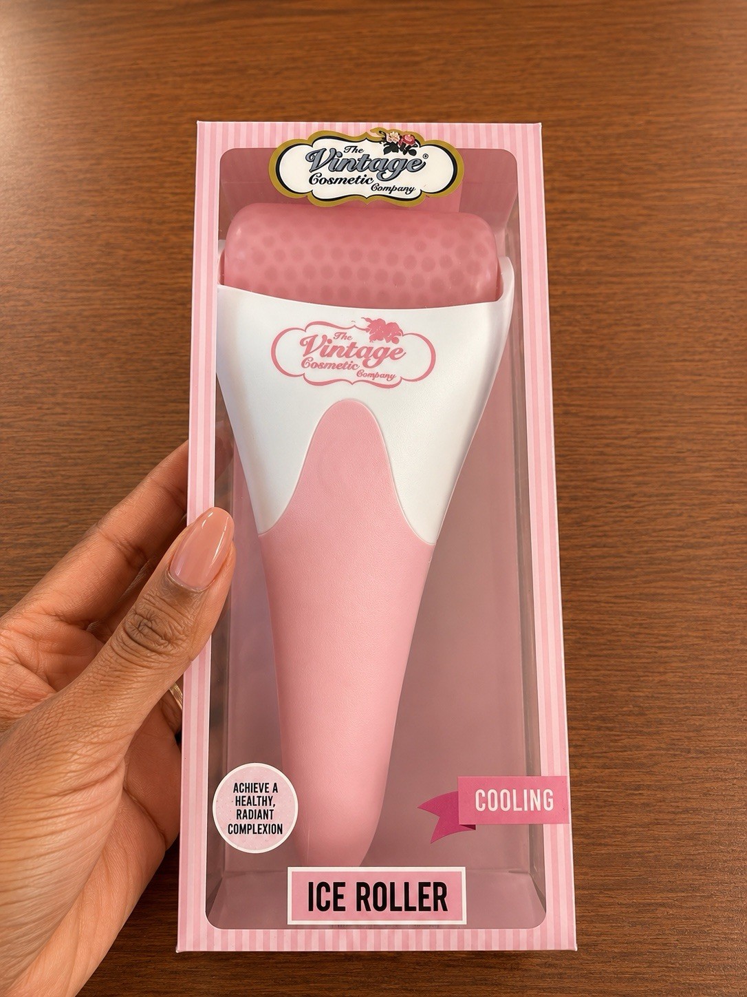 Vintage Cosmetic Company Ice Roller Cooling Facial Roller Pink Face Massager