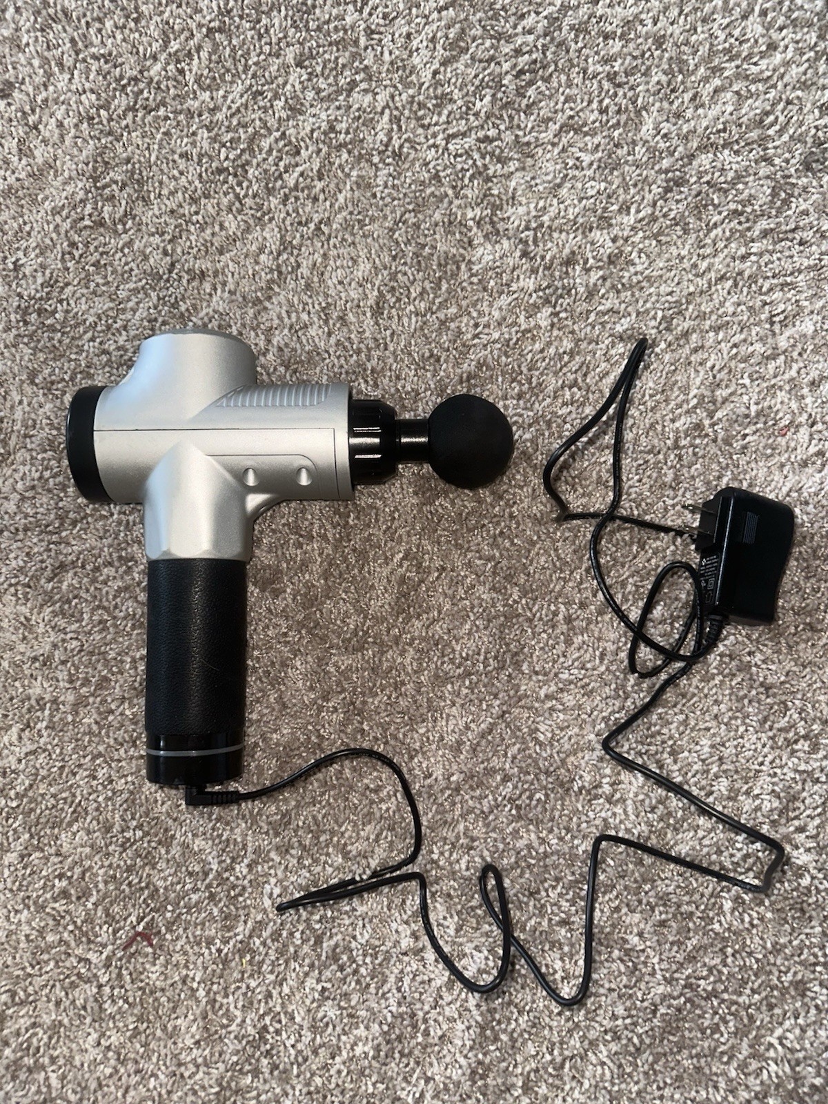 NGX Percussion Massage Gun Handheld Rechargeable Silver/Black w/ Charger