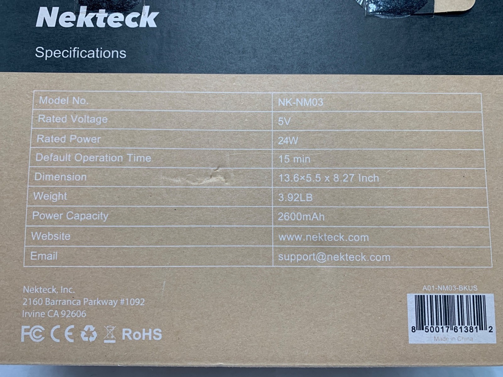 Nekteck Cordless Neck & Back Massager With Heat Rechargeable Battery 24W Power A