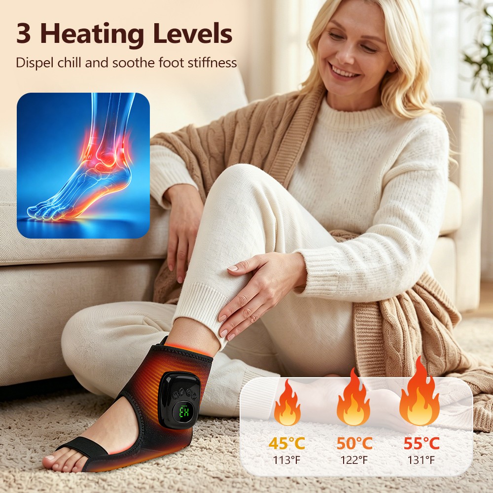 2/1pcs Foot Ankle Massager for Circulation, Pain Relief w/ Heat and Compression