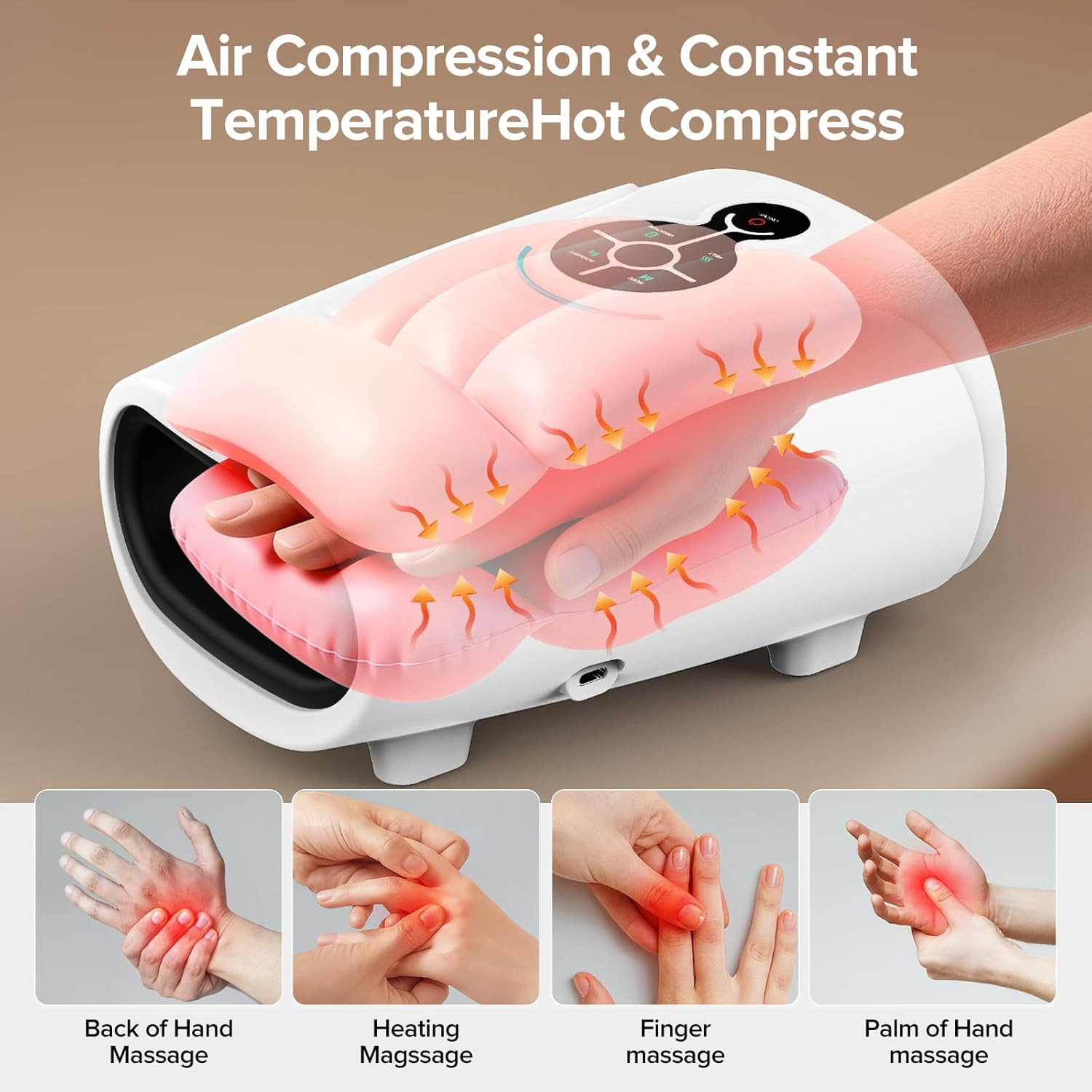 Electric Hand Massager with Heat Compression Cordless Arthritis Carpal Tunnel