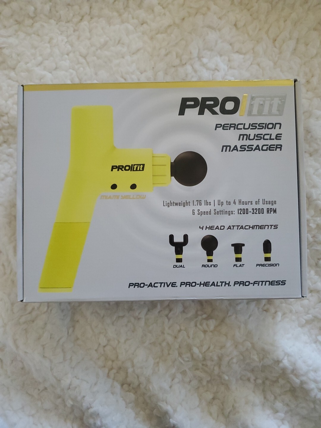 NEW! Percussion Massage Gun Tzumi MIAMI YELLOW Profit Handheld – Box with defect