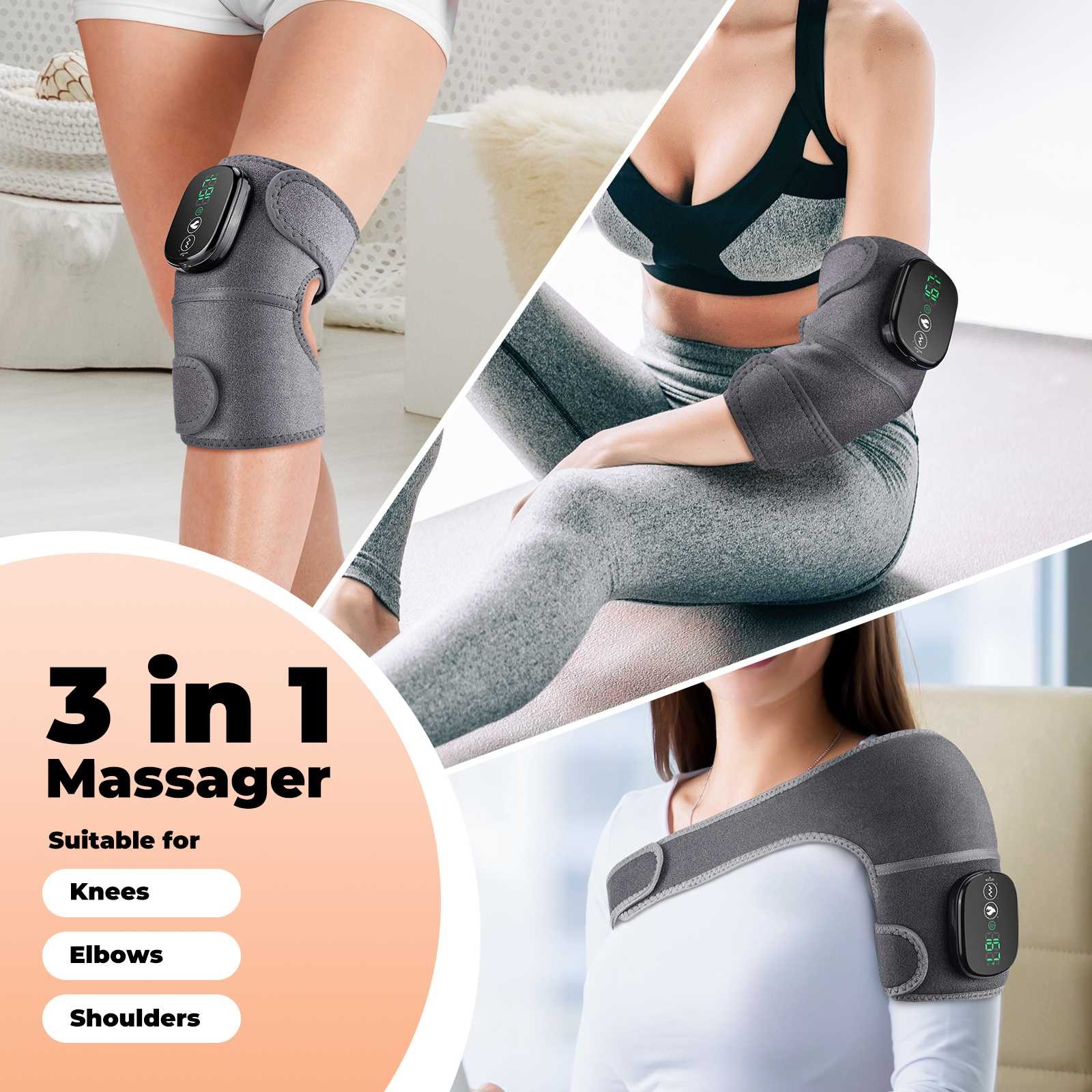 3in1 Cordless Heated Vibration Massager Knee, Shoulder, Elbow Joint Pain Relief