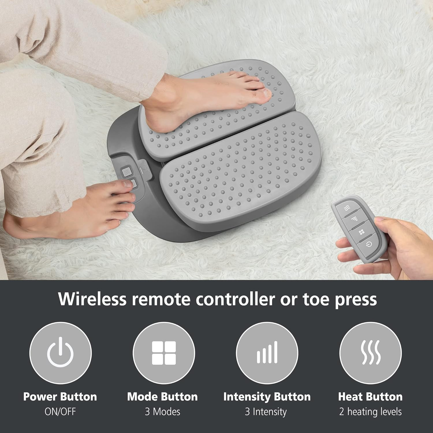 Vibration Foot Massager with Heat,Remote Control,Adjustable Vibration Speed Elec