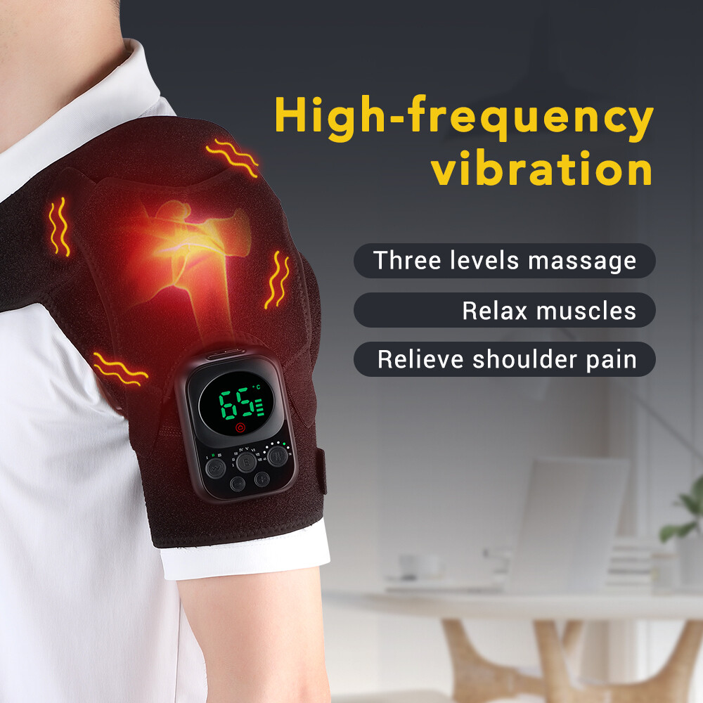 Electric Heated Shoulder Massager Wireless Control with Vibration Pain Relief US