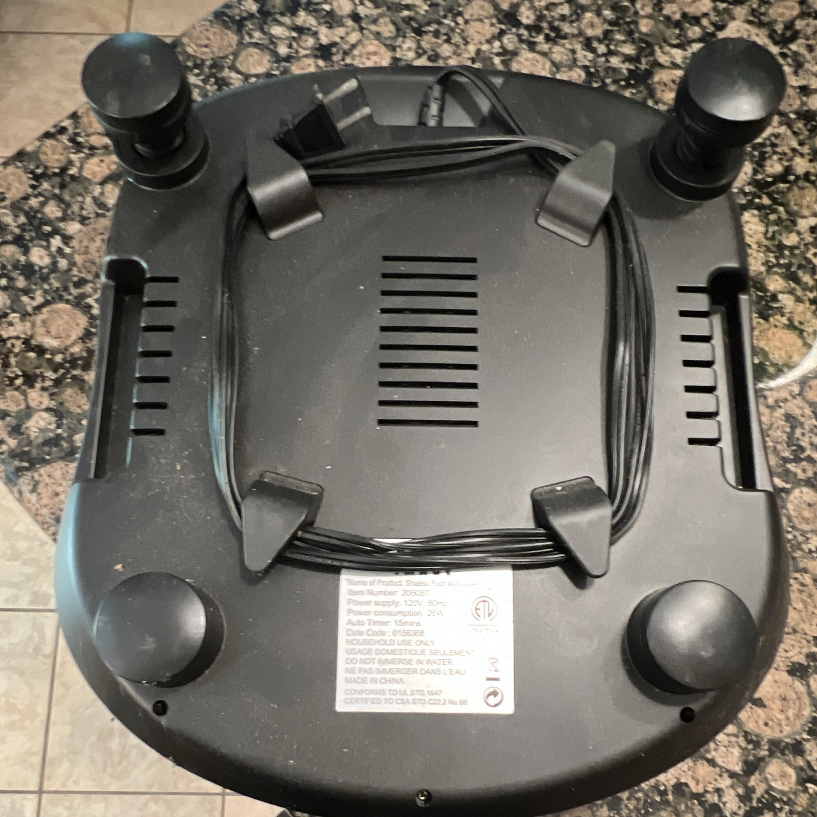 Sharper Image Vibrating Foot Massage Machine Auto Shut-Off 120V 250587 Black
