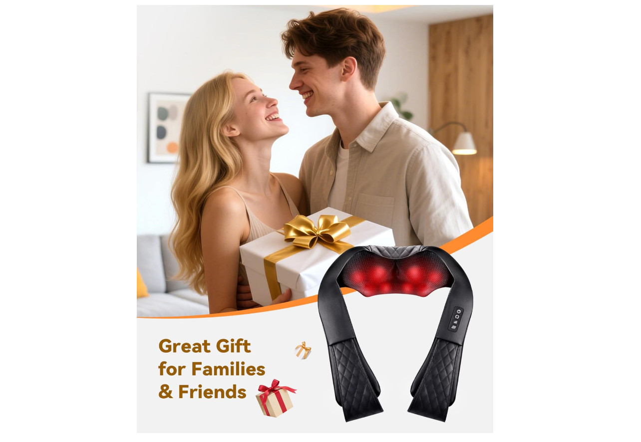 Shiatsu Neck & Back Massager with Heat – 4D Kneading Shoulder Pillow