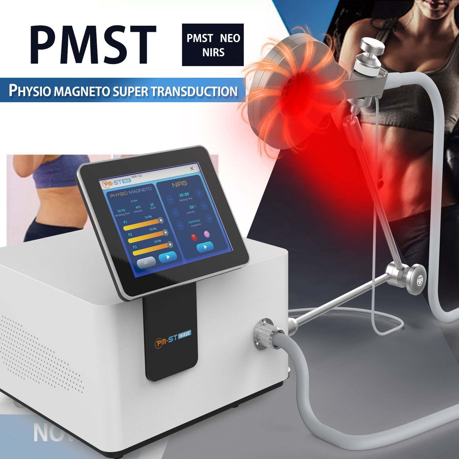 2 IN1 PMST Loop PEMF EMTT Physio Magneto Therapy NIRS Light Pain Relief Machine
