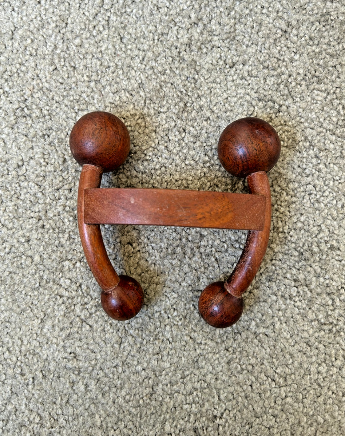 Vintage Wooden 4 Ball Handheld Head Back Neck Shoulder Body Massager Roller Tool
