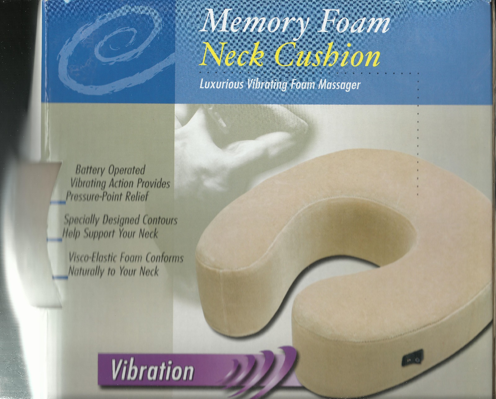 Vibrating Memory Foam NECK CUSHION massage battery massager Beige