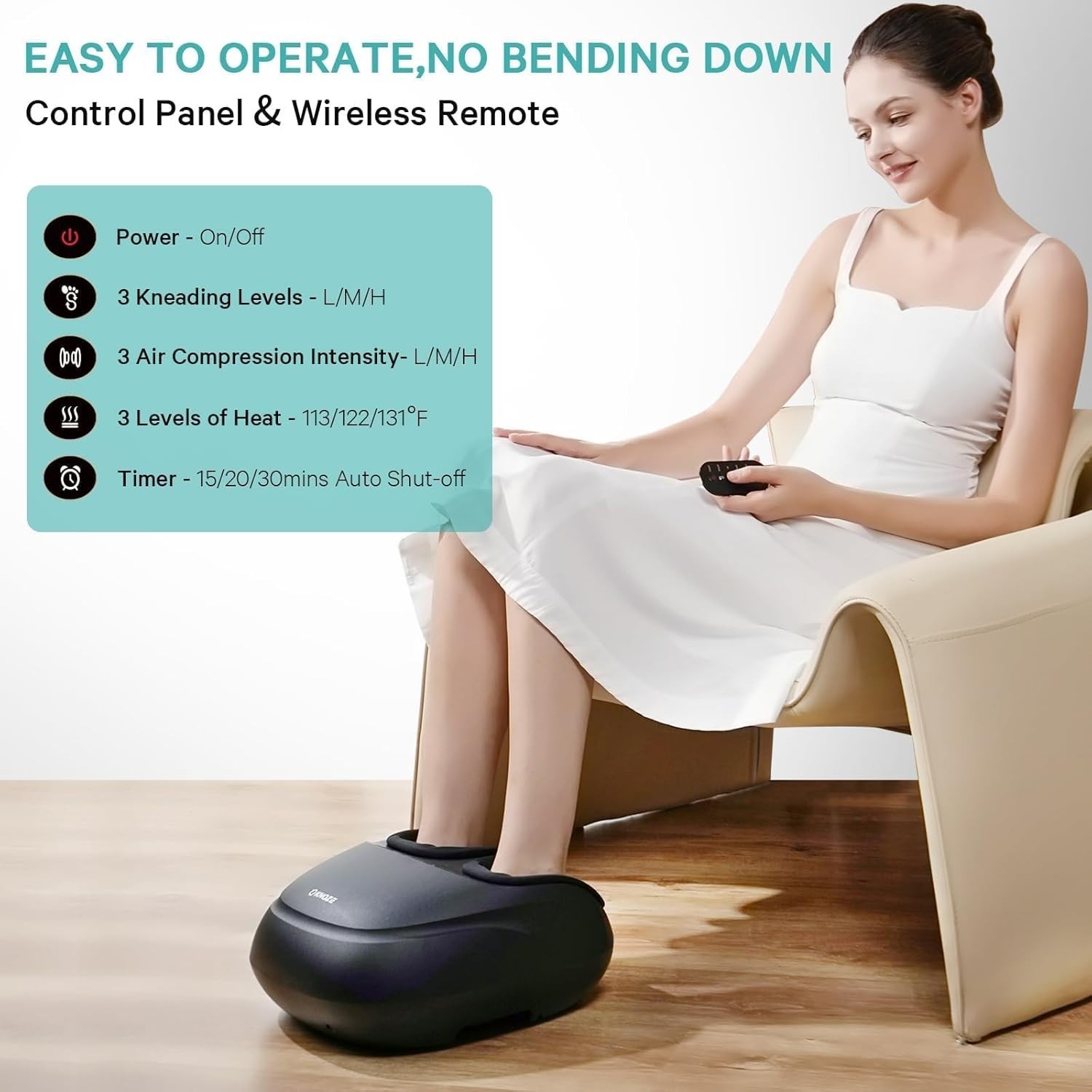 Luxury Foot Massager Machine with Heat – 3 Modes, Wireless Control, Gift Ideal