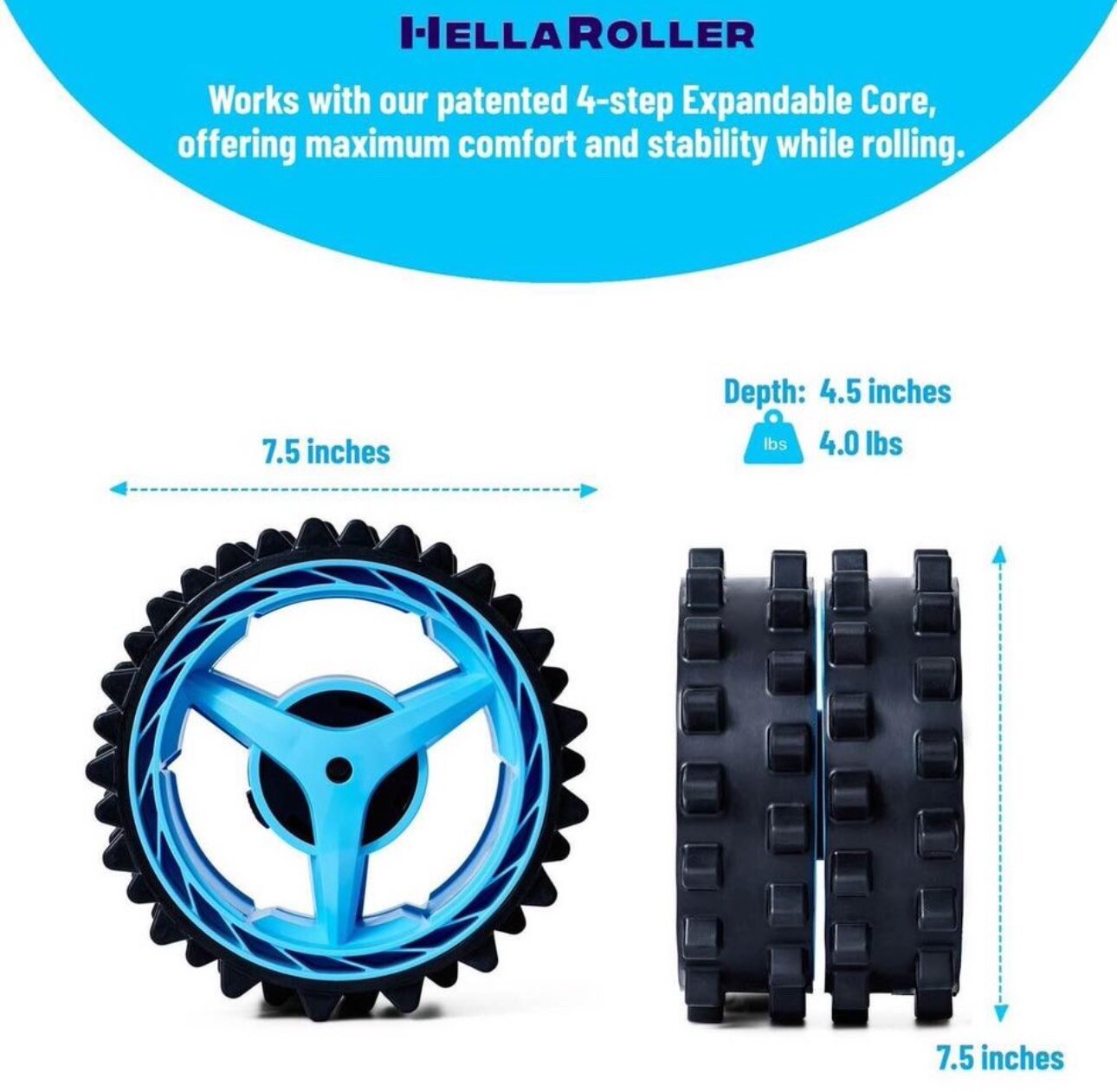 HellaRoller Adjustable Back & Muscle Roller Wheel (Green, Standard Roller)