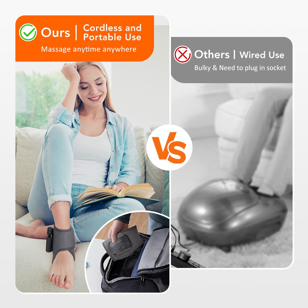 Electric Foot & Hand Massager with Vibration Heat Therapy for Ankle & Knee Joint