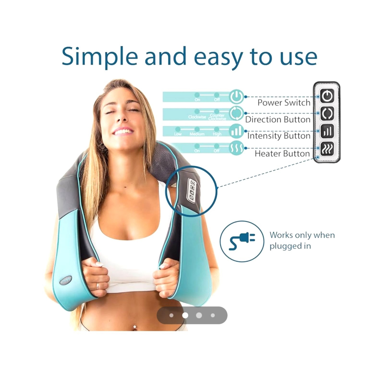 New INVOSPA SHIATSU Portable Heat Massager – shoulder neck arm leg back waist