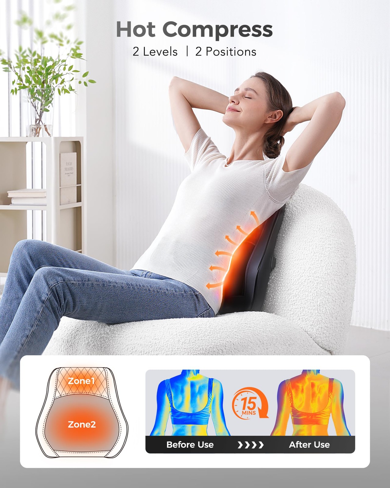 Massager for Back Boriwat Heat Kneading Shoulder Relief