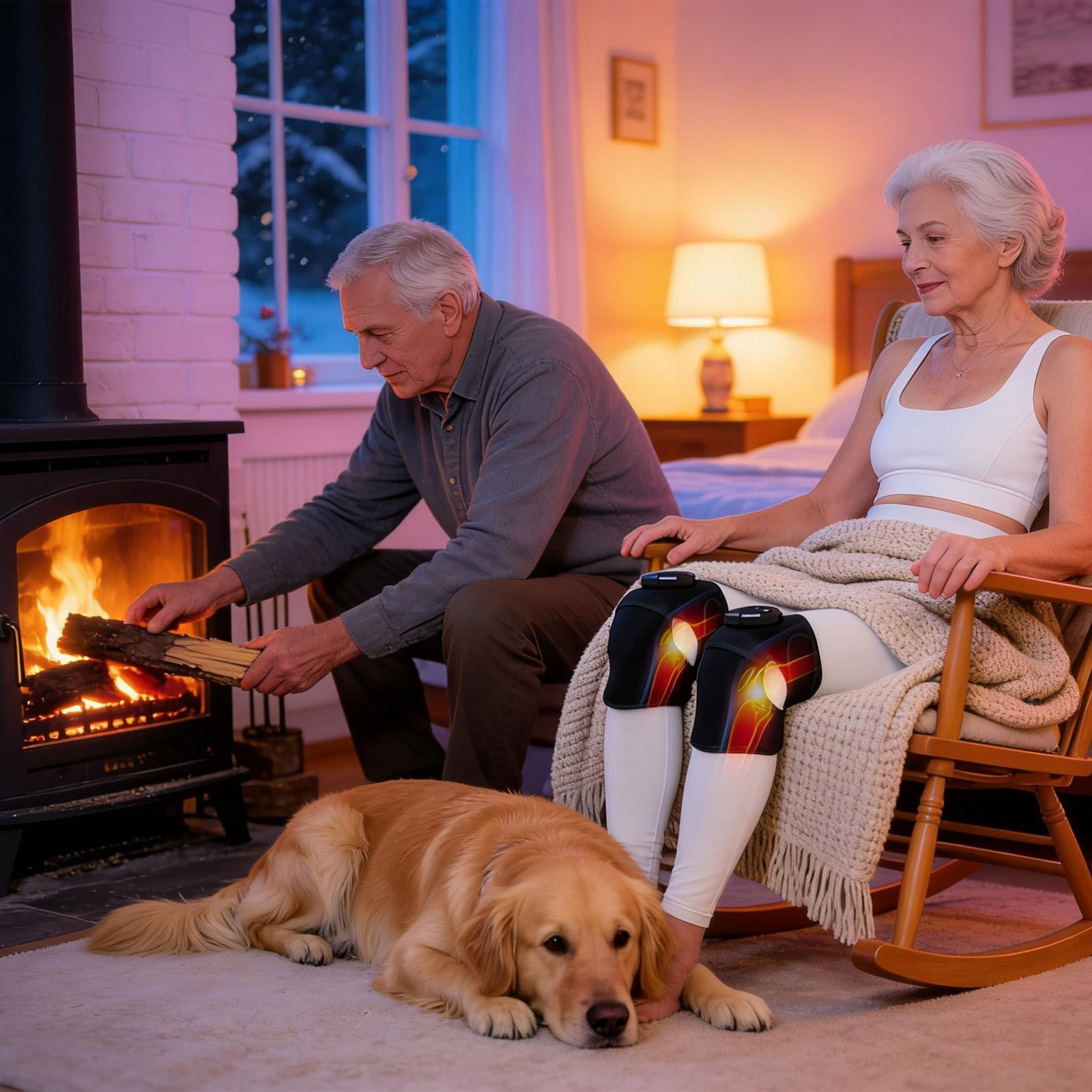 Electric Knee Massager for Pain Relief with 5 Vibration Modes, 3 Heating Levels
